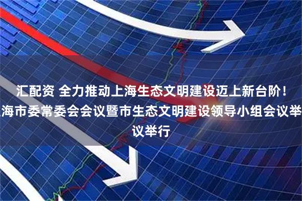 汇配资 全力推动上海生态文明建设迈上新台阶！上海市委常委会会议暨市生态文明建设领导小组会议举行