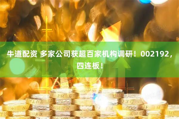 牛道配资 多家公司获超百家机构调研！002192，四连板！
