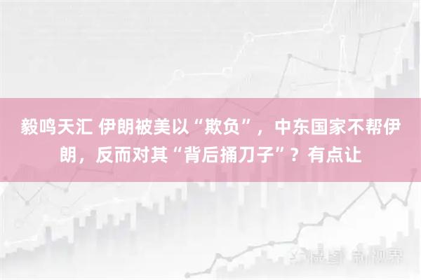 毅鸣天汇 伊朗被美以“欺负”，中东国家不帮伊朗，反而对其“背后捅刀子”？有点让