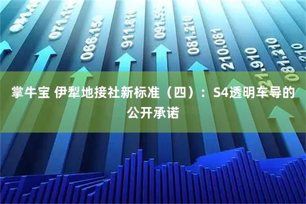 掌牛宝 伊犁地接社新标准（四）：S4透明车导的公开承诺