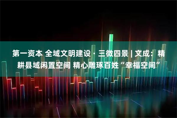 第一资本 全域文明建设 · 三微四景 | 文成：精耕县域闲置空间 精心雕琢百姓“幸福空间”